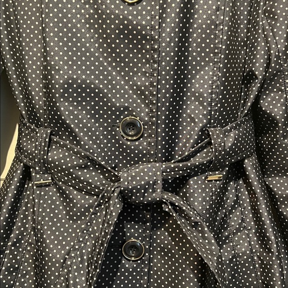 Novelti Navy/ White‎ Polka Dots Belted Water Repellent Lined Jacket Size 10 - Picture 3 of 15